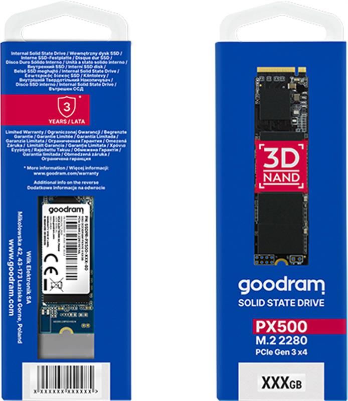 Накопичувач SSD  256GB GOODRAM PX500 G.2 M.2 2280 PCIe 3.0 x4 NVMe 3D TLC (SSDPR-PX500-256-80-G2)