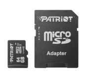 Карта пам`ятi MicroSDXC 64GB UHS-I Class 10 Patriot LX + SD-adapter (PSF64GMCSDXC10)
