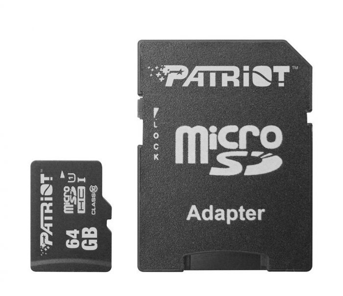 Карта пам`ятi MicroSDXC 64GB UHS-I Class 10 Patriot LX + SD-adapter (PSF64GMCSDXC10)