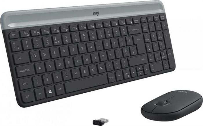 Комплект (клавіатура, мишка) бездротовий Logitech MK470 Graphite USB (920-009204)