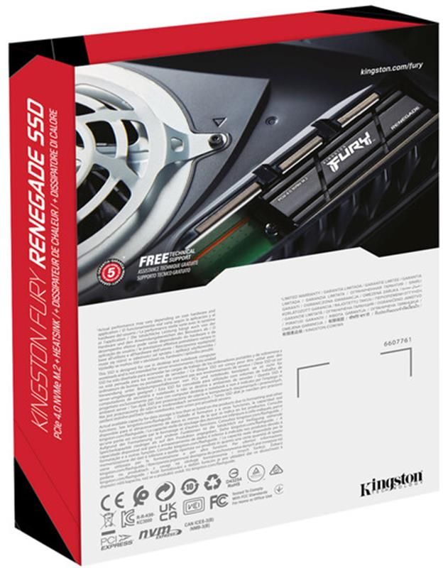 Накопичувач SSD 1TB Kingston Fury Renegade with Heatsink M.2 2280 PCIe 4.0 x4 NVMe 3D TLC (SFYRSK/1000G)