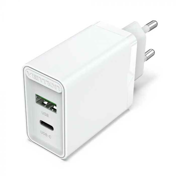 Мережевий зарядний пристрій Vention USB Type C + QC4.0 (18-20W) White (FBBW0-EU)