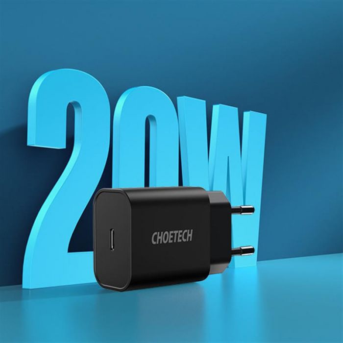 Мережевий зарядний пристрій Choetech (1USBх3A) Type-C PD20W Charger Black (Q5004-EU)