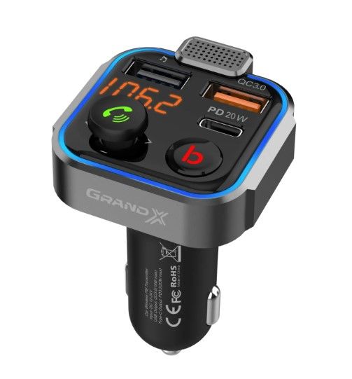 FM-трансмітер Grand-X 99GRX Hands Free, Bluetooth V5.0, 2USB, QC3.0, PD