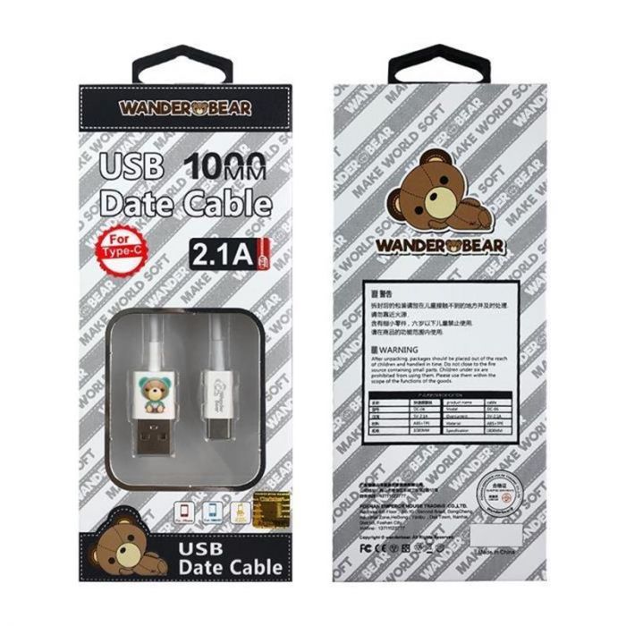 Кабель XoKo WanderBear USB - USB Type-C (M/M), 1 м, White (SC-007a)