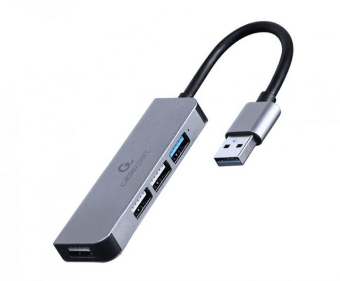 Концентратор USB Cablexpert 1xUSB3.1, 3хUSB2.0, метал, Grey (UHB-U3P1U2P3-01)