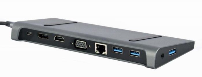 Док-станція Cablexpert USB-C 9-в-1 (A-CM-COMBO9-02) USB-хаб + HDMI/VGA/PD/LAN/3.5-мм аудіо