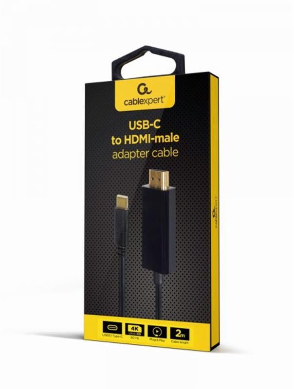 Кабель Cablexpert USB Type-C - HDMI (M/M), 2 м, чорний (A-CM-HDMIM-02)