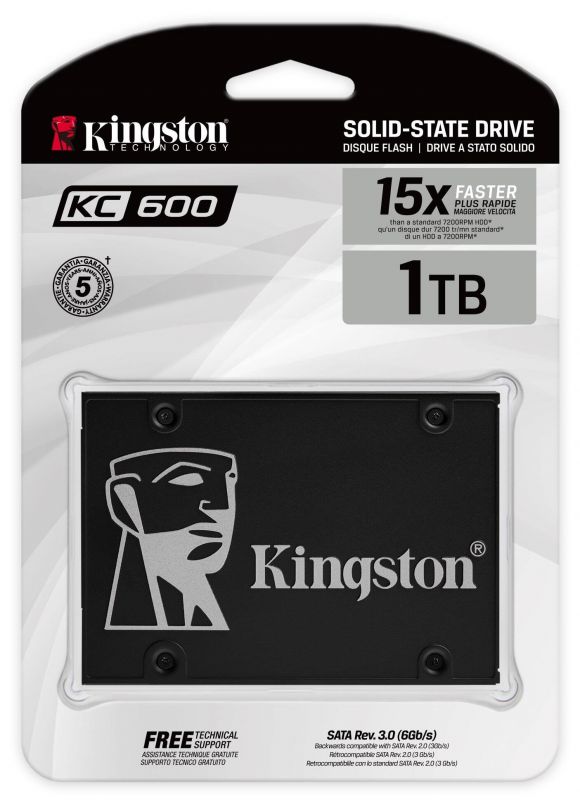 Накопичувач SSD 1TB Kingston KC600 2.5" SATAIII 3D TLC (SKC600/1024G)