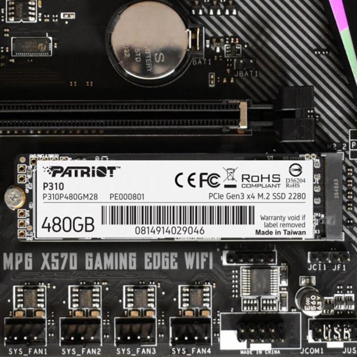 Накопичувач SSD 480GB Patriot P310 M.2 2280 PCIe NVMe 3.0 x4 TLC (P310P480GM28)