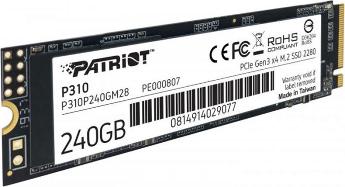 Накопичувач SSD  240GB Patriot P310 M.2 2280 PCIe NVMe 3.0 x4 TLC (P310P240GM28)