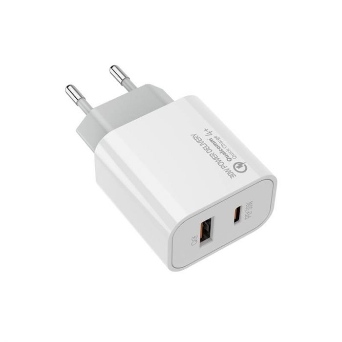 Мережевий зарядний пристрій ColorWay Power Delivery Port PPS (Type-C PD + USB QC3.0) (30W) White (CW-CHS037PD-WT)