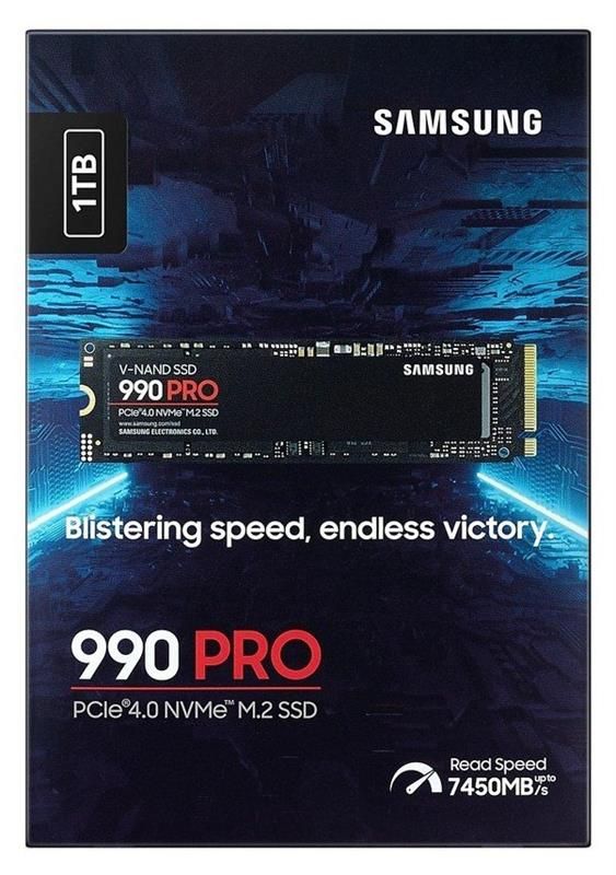 Накопичувач SSD  1ТB Samsung 990 PRO M.2 2280 PCIe 4.0 x4 NVMe V-NAND MLC (MZ-V9P1T0BW)