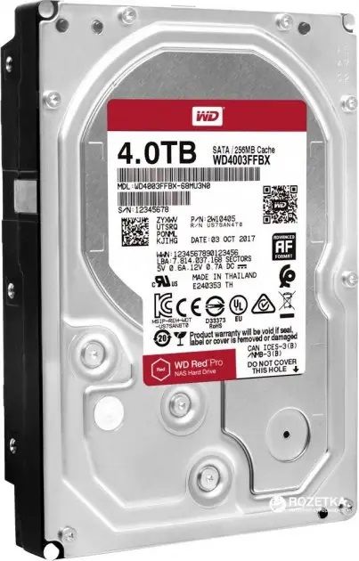 Накопичувач HDD SATA 4.0TB WD Red Pro NAS 7200rpm 256MB (WD4003FFBX)