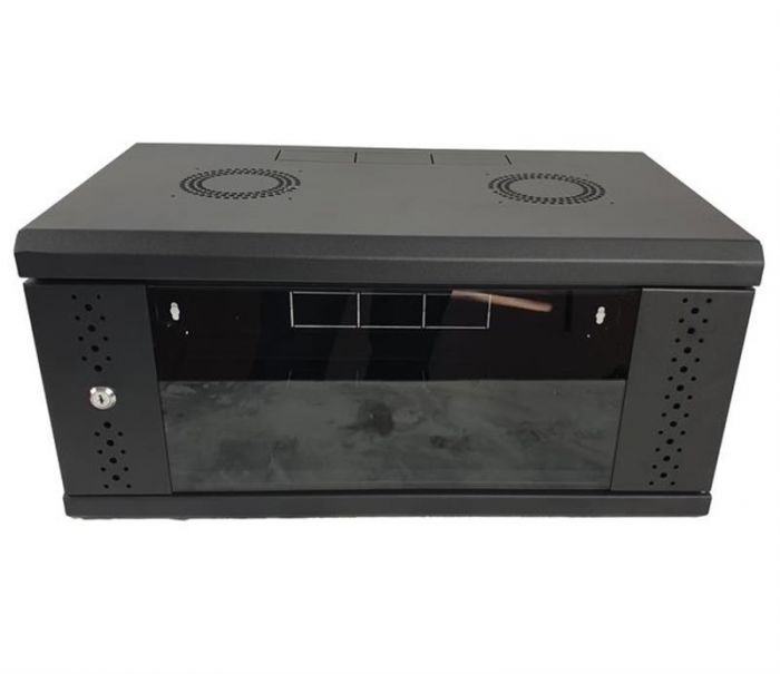 Шафа настінна EServer 19" 6U-600х500х370 (скло), чорна (ES-Е650B)