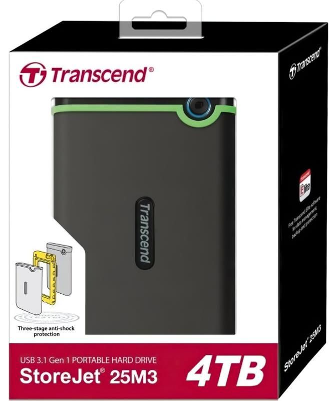 Зовнiшнiй жорстий диск 2.5" USB 4.0TB Transcend StoreJet 25M3 Iron Gray Slim (TS4TSJ25M3S)