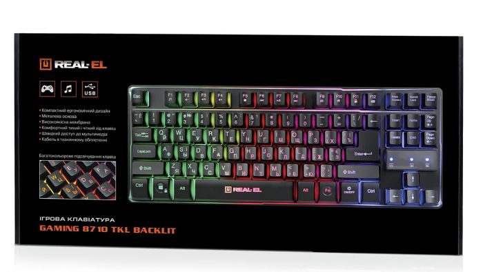 Клавіатура REAL-EL Gaming 8710 TKL Backlit Ukr Black