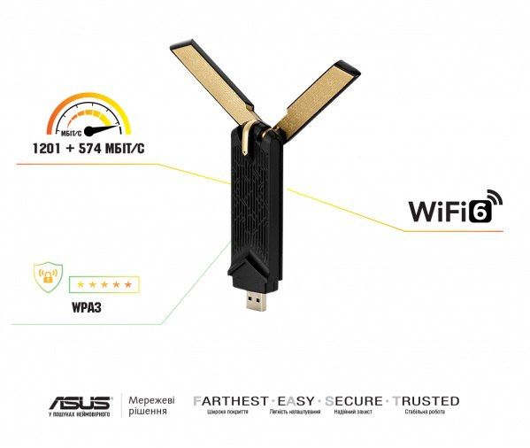 Бездротовий адаптер Asus USB-AX56W/O cradle