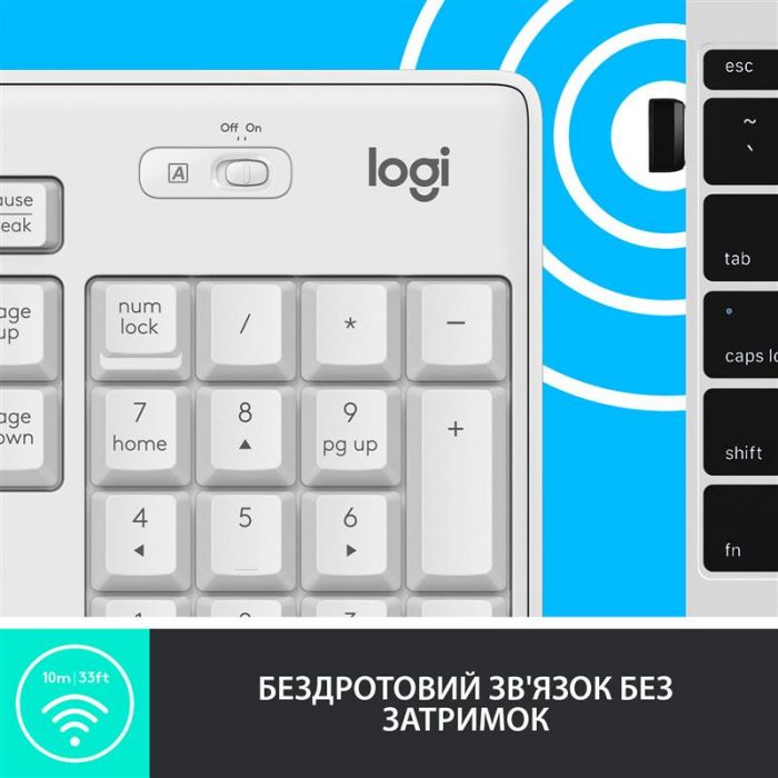 Комплект (клавiатура, миша) бездротовий Logitech MK295 Combo White (920-009824)