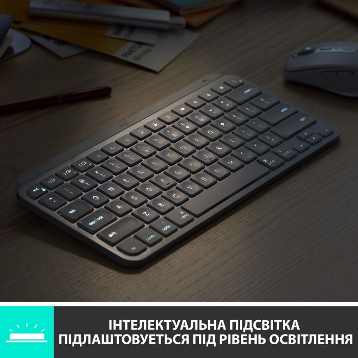 Клавіатура бездротова Logitech MX Keys Mini For Mac Minimalist Wireless Illuminated Pale Grey (920-010526)