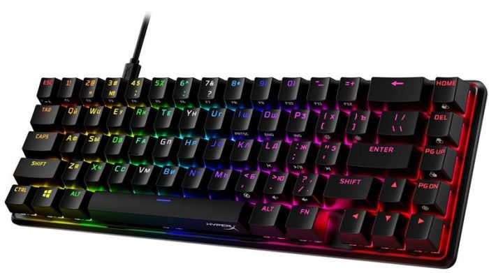 Клавіатура HyperX Alloy Origins 65 Red RGB ENG/RU Black (4P5D6AX) 