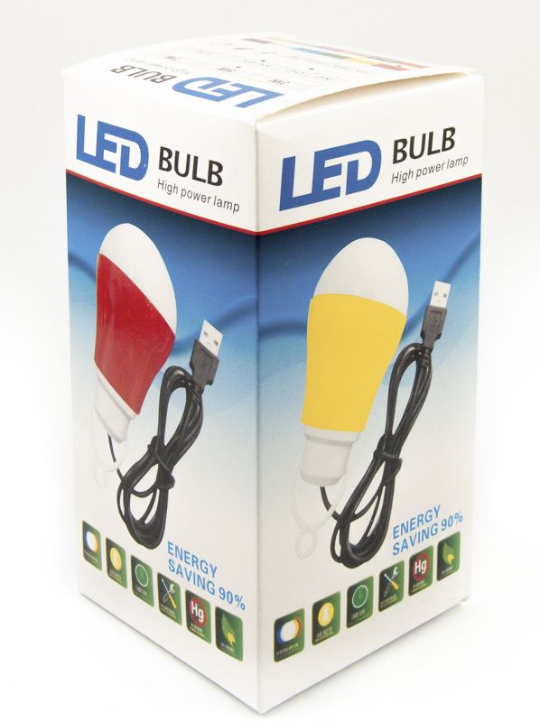 USB-світильник з LED-лампочкою Dengos, шнур ~1м, 5V, 5W, Blue (LED-BULB-5V5W-BLUE)