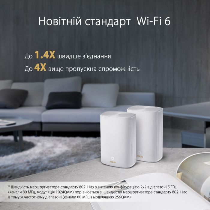 Wi-Fi Mesh система Asus ZenWiFi AX Hybrid (XP4) 1pk White (90IG05T0-BM9100)