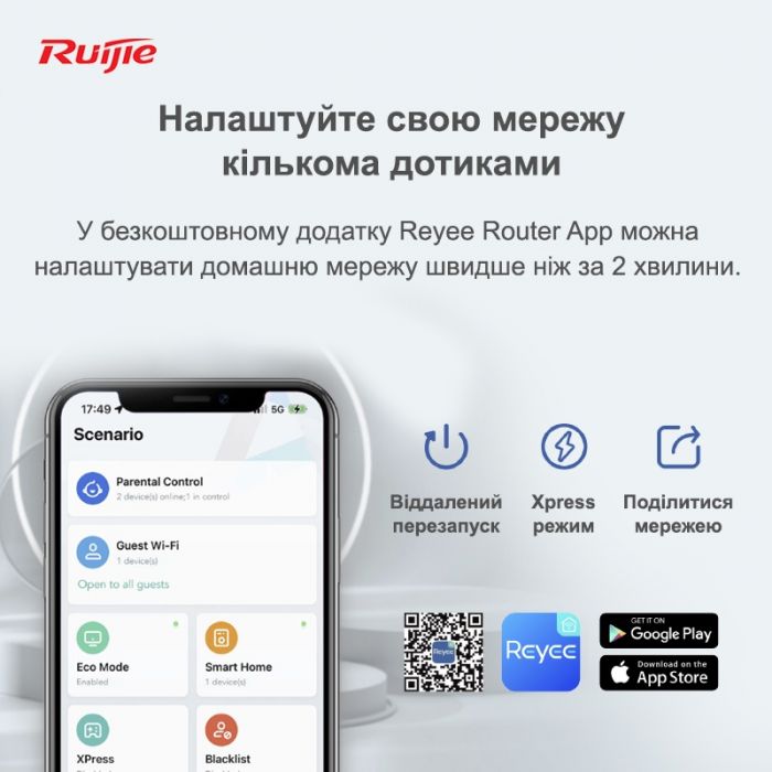 Бездротовий маршрутизатор Ruijie Reyee RG-EW1200G PRO