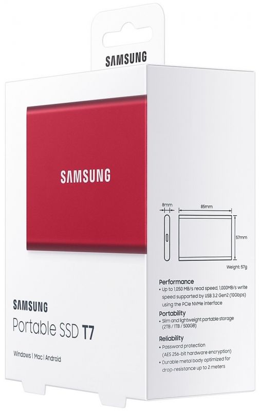 Накопичувач зовнішній SSD 2.5" USB 2.0TB Samsung T7 Red (MU-PC2T0R/WW)