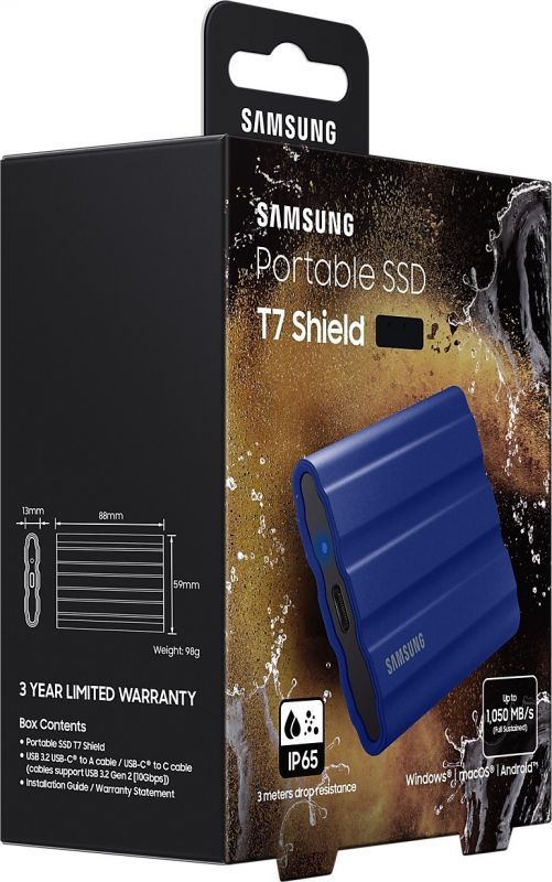 Накопичувач зовнішній SSD 2TB Samsung T7 Shield Blue (MU-PE2T0R/EU)