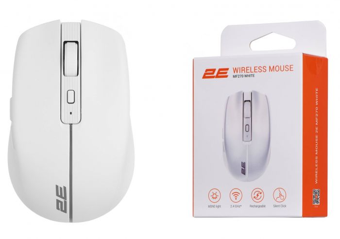 Миша бездротова 2E MF270 Silent Rechargeable WL White (2E-MF270WWH) 