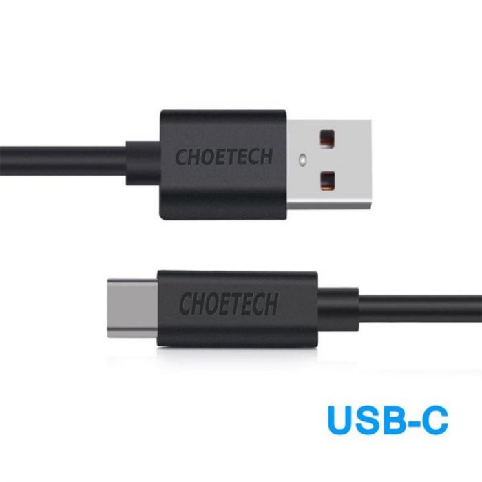 Кабель Choetech USB - USB Type-C (M/M), 1 м, Black (AC0002)