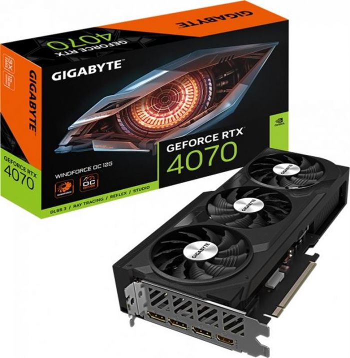 Відеокарта GF RTX 4070 12GB GDDR6X Windforce OC Gigabyte (GV-N4070WF3OC-12GD)