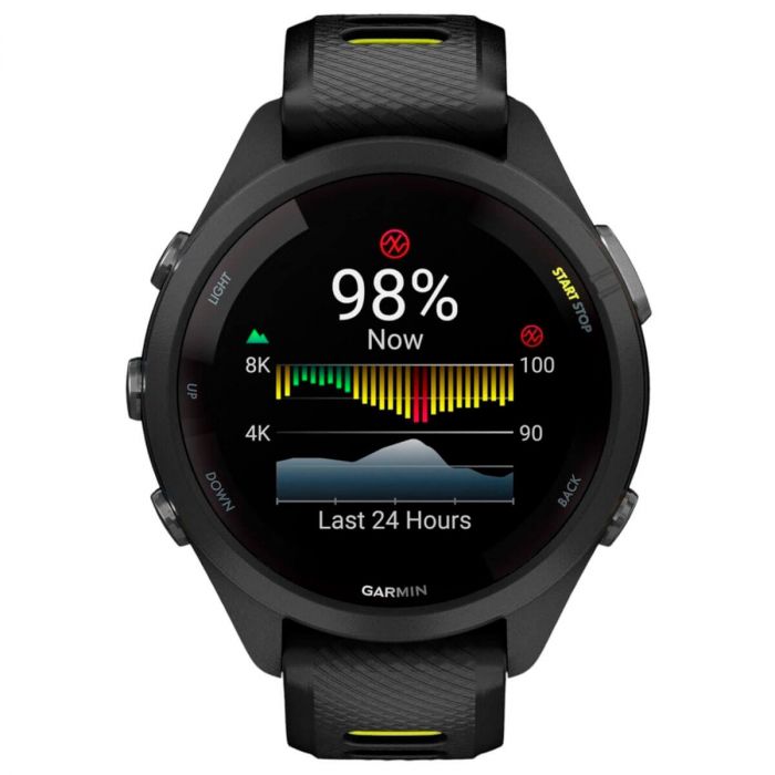 Смарт-годинник Garmin Forerunner 265S Black Bezel and Case with Black/Amp Yellow Silicone Band (010-02810-53)