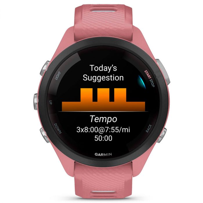 Смарт-годинник Garmin Forerunner 265S Black Bezel with Light Pink Case and Light Pink/Whitestone Silicone Band (010-02810-55)