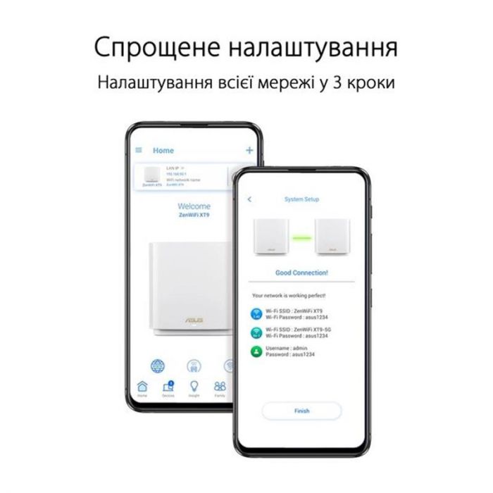 Wi-Fi Mesh система Asus ZenWiFi XT9 1pk White (90IG0740-MO3B60)