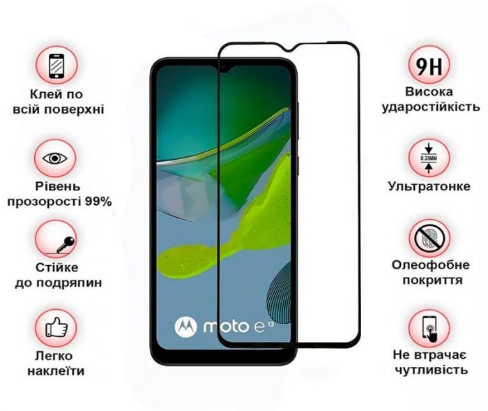 Захисне скло BeCover для Motorola Moto E13 Black (708843)