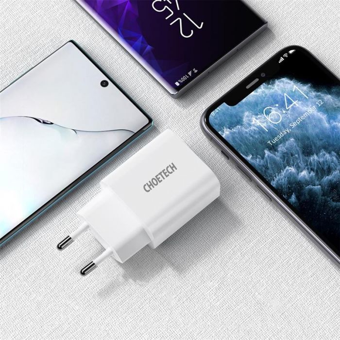 Мережевий зарядний пристрій Choetech (1USBх3A) Type-C PD20W Charger White (Q5004-V5)