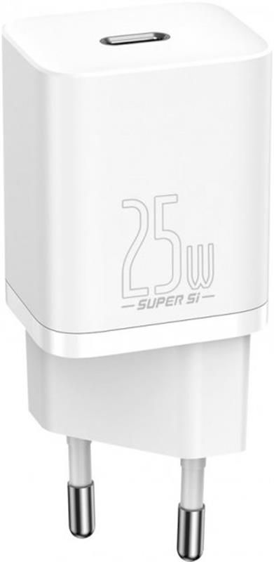 Мережевий зарядний пристрій Baseus Super Si Quick Charger 1C (1USB-C) 25W White (CCSP020102)