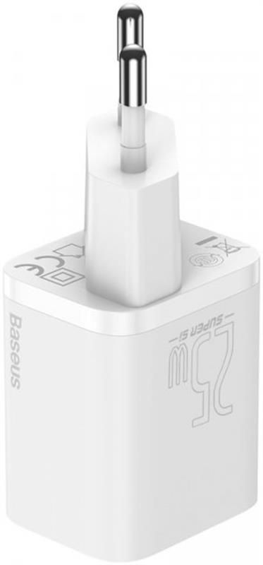 Мережевий зарядний пристрій Baseus Super Si Quick Charger 1C (1USB-C) 25W White (CCSP020102)