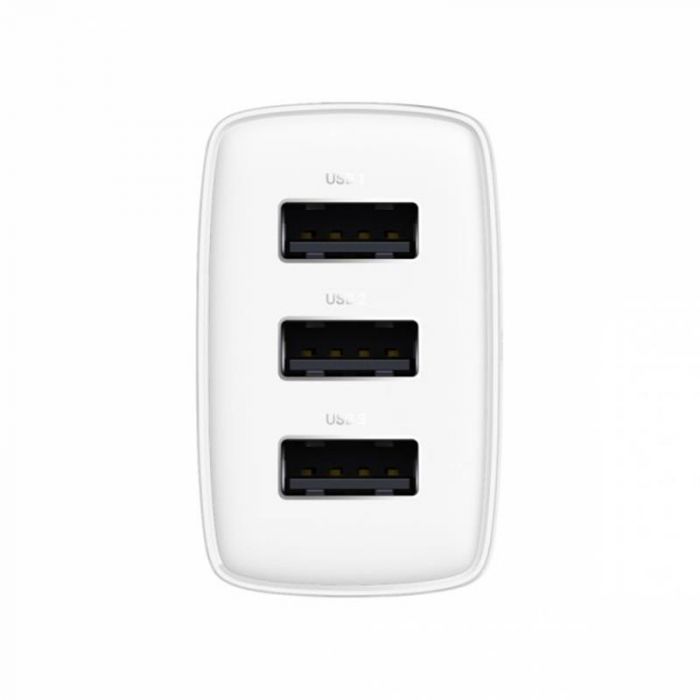 Мережевий зарядний пристрій Baseus Compact (3USB, 3.4A) 17W White (CCXJ020102)