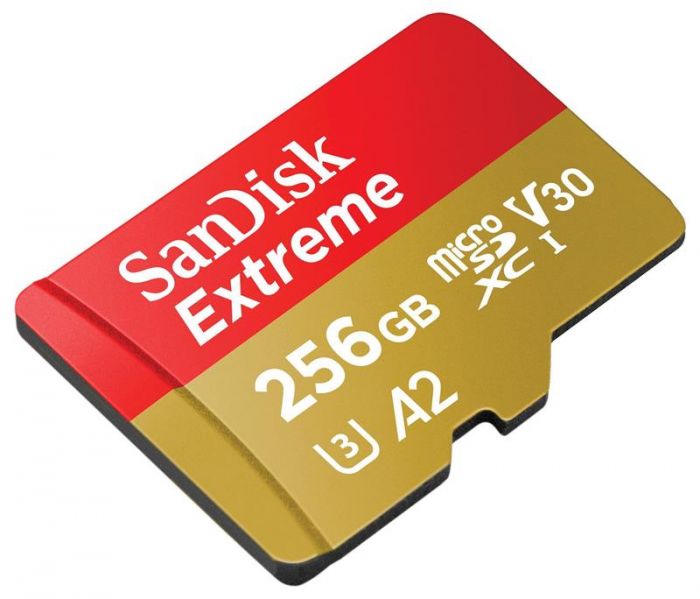 Карта пам`ятi MicroSDXC 256GB C10 UHS-I SanDisk Extreme V30 U3 R190/W130MB/s + SD (SDSQXAV-256G-GN6MA)