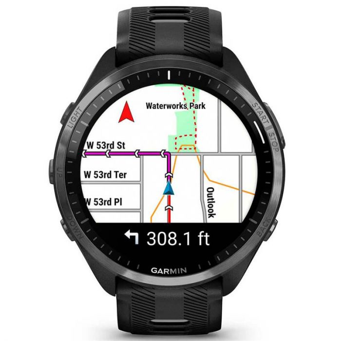 Смарт-годинник Garmin Forerunner 965 Carbon Gray DLC Titanium Bezel with Black Case and Black/Powder Gray Silicone Band (010-02809-80)