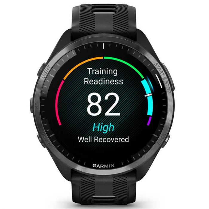 Смарт-годинник Garmin Forerunner 965 Carbon Gray DLC Titanium Bezel with Black Case and Black/Powder Gray Silicone Band (010-02809-80)