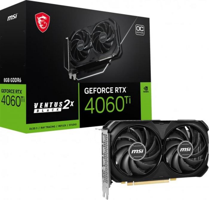 Відеокарта GF RTX 4060 Ti  8GB GDDR6 Ventus 2X Black OC MSI (GeForce RTX 4060 Ti VENTUS 2X BLACK 8G OC)