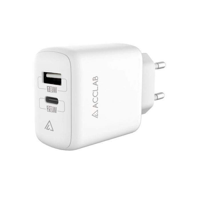 Зарядний пристрій AccLab AL-TC220 (1xUSB, 1xType-C) White (1283126556494)