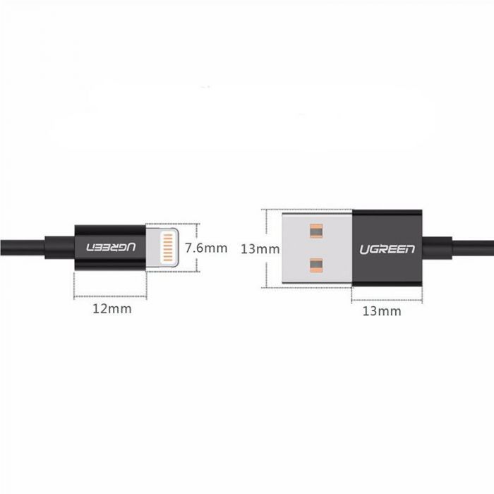 Кабель Ugreen USB - Lightning (M/M), 2 м, Black (80823)