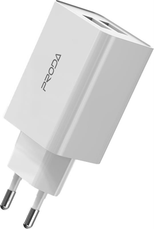 Мережевий зарядний пристрій Proda PD-A28i (2USB 2.4A) White (PD-A28i-WH) + кабель Ligthtning