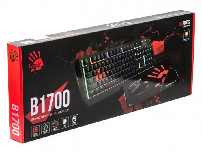 Комплект (клавіатура, мишка) B1700 Bloody Black