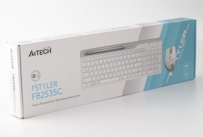 Комплект (клавіатура, мишка) бездротовий A4Tech FB2535C Icy White USB